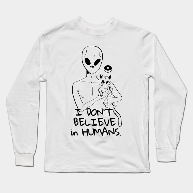 I don't believe in humans Long Sleeve T-Shirt by Linys